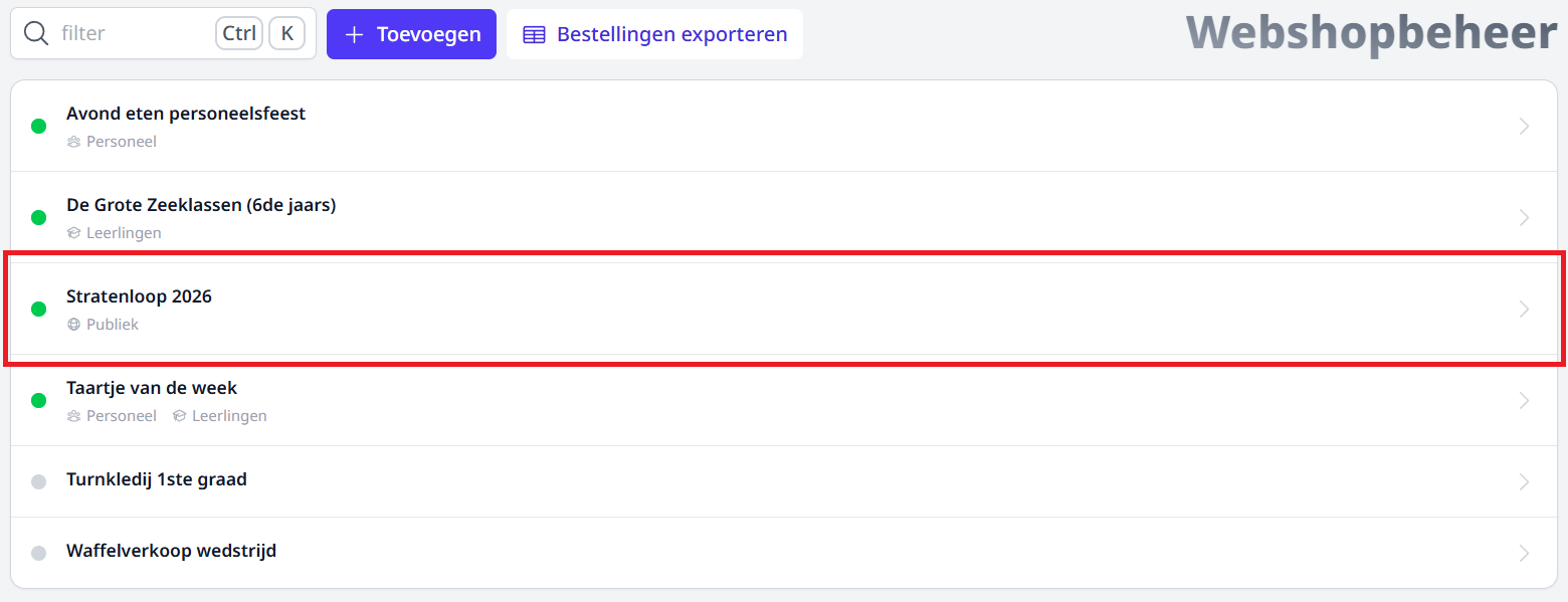 Webshop bekijken